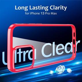 img 3 attached to 📱 ZIZEV Чехол Crystal Clear для iPhone 13 Pro Max 2021 - Антипожелтение, Противоударный, Тонкий и Прозрачный, Жесткий ПК-Задняя панель - Красный