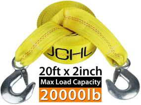 img 3 attached to 🚗 JCHL Nylon Tow Strap with Hooks 2”x20’: Heavy Duty 20,000 lbs Recovery Rope for Car Truck Jeep ATV SUV