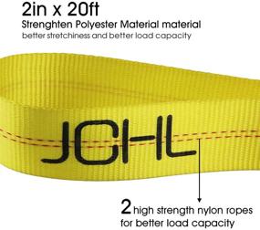 img 1 attached to 🚗 JCHL Nylon Tow Strap with Hooks 2”x20’: Heavy Duty 20,000 lbs Recovery Rope for Car Truck Jeep ATV SUV