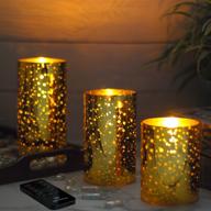 m mirrowing flameless candles: elegant gold mercury glass holder, realistic 🕯️ flickering leds, remote control included – set of 3, battery operated with timer логотип