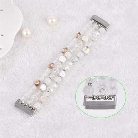 img 3 attached to 💎 QINGQING Pearl Beads Bracelet Band: Elegant Replacement Wristband for Fitbit Versa 3/Sense (White)