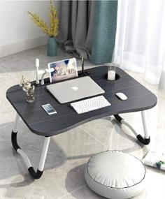 img 1 attached to 📚 Versatile Lap Desk with Storage: Ideal for Travel, Students, and Bed Use - Wooden, Portable, & Spacious
