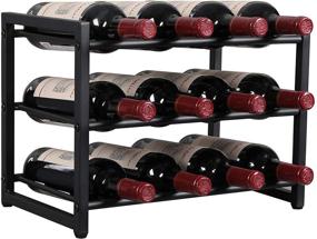 img 4 attached to OROPY Freestanding Metal Wine Rack - 3 Tier Countertop Display Storage for 12 Bottles - Liquor Shelf in Black