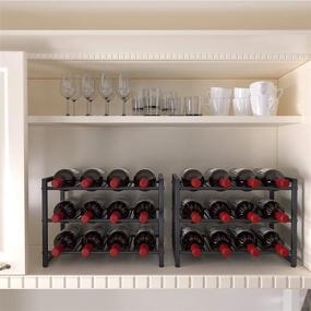 img 2 attached to OROPY Freestanding Metal Wine Rack - 3 Tier Countertop Display Storage for 12 Bottles - Liquor Shelf in Black