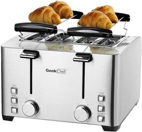 img 4 attached to 🍞 Geek Chef 4 Slice Toaster: Stainless Steel Bagel Toaster with Warming Rack, 6 Shade Settings, Extra Wide Slots, 1500W Power