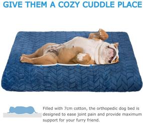 img 3 attached to 🛏️ AIPERRO Blue Dog Bed Crate Pad: Washable Plush Orthopedic Pet Sleeping Mat for Dogs and Cats