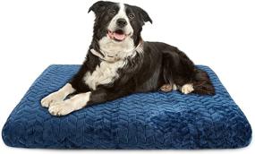 img 4 attached to 🛏️ AIPERRO Blue Dog Bed Crate Pad: Washable Plush Orthopedic Pet Sleeping Mat for Dogs and Cats