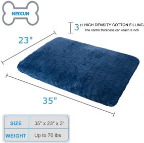 img 1 attached to 🛏️ AIPERRO Blue Dog Bed Crate Pad: Washable Plush Orthopedic Pet Sleeping Mat for Dogs and Cats