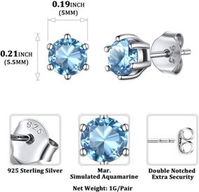 img 1 attached to ChicSilver 925 Sterling Silver Birthstone Stud Earrings for Women - Heart, 💍 Round, or Princess Cut with Sparkling Detail and Gift Box - Perfect Birthday Jewelry