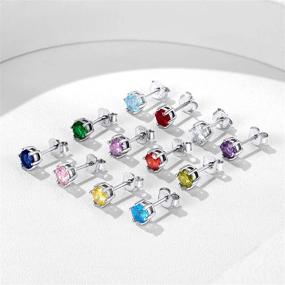 img 2 attached to ChicSilver 925 Sterling Silver Birthstone Stud Earrings for Women - Heart, 💍 Round, or Princess Cut with Sparkling Detail and Gift Box - Perfect Birthday Jewelry