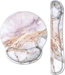 img 4 attached to 💻 Набор подставки для запястий и коврика для мыши RICHEN Marble2 с поддержкой запястий - эргономичная пена с памятью для игр и офиса - легкая, комфортная печать и облегчение боли.
