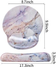 img 3 attached to 💻 Набор подставки для запястий и коврика для мыши RICHEN Marble2 с поддержкой запястий - эргономичная пена с памятью для игр и офиса - легкая, комфортная печать и облегчение боли.
