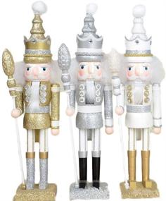 img 2 attached to ZaH 18 Inch Wooden Nutcracker Ornaments for Christmas Decorations 🎄 and Holiday Decor, Kids Toys Nutcracker Puppets in Gold King Design