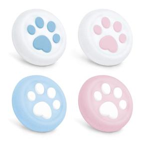 img 4 attached to 🐾 GeekShare Cat Paw PS4 Controller Thumb Grips, Thumbsticks Cover Set Compatible with Switch Pro Controller (Pink & Blue)