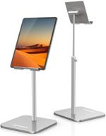 📱 odosola tablet stand: height and angle adjustable holder for ipad pro 12.9, kindle, e-reader, nexus, iphone - silver logo