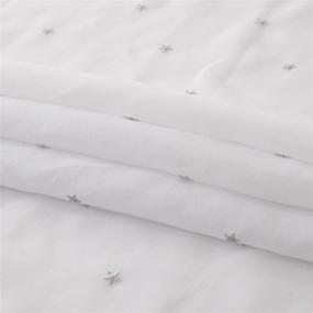 img 1 attached to 🌟 Stylish Deconovo White Voile Drape with Grey Star Embroidered Sheer Curtains for Bedroom - 52x96 Size