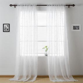 img 3 attached to 🌟 Stylish Deconovo White Voile Drape with Grey Star Embroidered Sheer Curtains for Bedroom - 52x96 Size