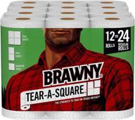 🧻 brawny tear-a-square бумажные полотенца: 12 двухслойных рулонов, 3 варианта размера листа, четверть размера листа - получите удвоенную ценность! логотип