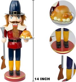 img 3 attached to Festive FUNPENY 14 Inch Nutcracker Soldier with Turkey - Collectible Christmas Ornament for Table, Desktop, Fireplace - Thanksgiving and Xmas Decorations