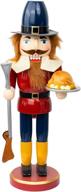 festive funpeny 14 inch nutcracker soldier with turkey - collectible christmas ornament for table, desktop, fireplace - thanksgiving and xmas decorations logo