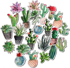 img 4 attached to 🌵 Navy Peony Watercolor Cactus and Succulent Stickers: Ideal Decals for Water Bottles, Laptops, Scrapbook, and Journal Embellishments