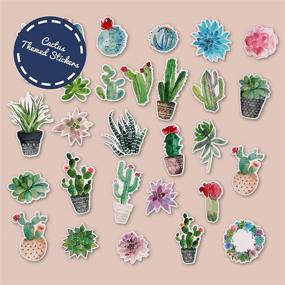img 2 attached to 🌵 Navy Peony Watercolor Cactus and Succulent Stickers: Ideal Decals for Water Bottles, Laptops, Scrapbook, and Journal Embellishments