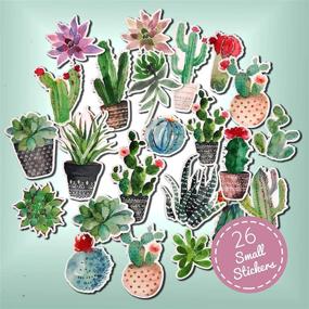 img 3 attached to 🌵 Navy Peony Watercolor Cactus and Succulent Stickers: Ideal Decals for Water Bottles, Laptops, Scrapbook, and Journal Embellishments