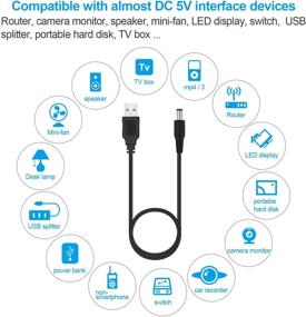 img 2 attached to 🔌 4 Pack USB to DC 5V Power Supply Cable - 3ft USB to 5.5mm 2.1mm Barrel Jack Male Charger Cord for Laptop, Notebook, HUB Splitter, Router, LED Lights, USB Speaker