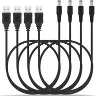 🔌 4 pack usb to dc 5v power supply cable - 3ft usb to 5.5mm 2.1mm barrel jack male charger cord for laptop, notebook, hub splitter, router, led lights, usb speaker logo