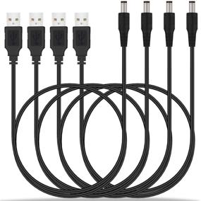 img 4 attached to 🔌 4 Pack USB to DC 5V Power Supply Cable - 3ft USB to 5.5mm 2.1mm Barrel Jack Male Charger Cord for Laptop, Notebook, HUB Splitter, Router, LED Lights, USB Speaker