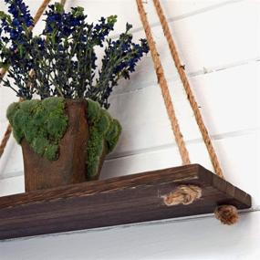 img 2 attached to 🌿 Boho Wall Hanging Shelf - Rustic Triangle Floating Wood Shelves for Wall Décor - Farmhouse Rope Shelving for Bedroom, Living Room, and Bathroom - Hanging Plant Shelf