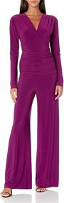 img 2 attached to 👗 Norma Kamali Women's V Neck Longsleeve Jumpsuit with Shirred Waist