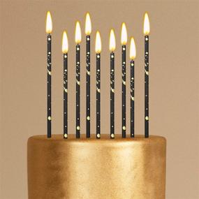 img 4 attached to 🎂 Threlaco 24 Pieces Long Thin Birthday Candles for Cake Cupcake Decoration - Ideal for Birthday, Wedding, Anniversary, Graduation, Retirement Party (Black Gold)