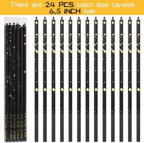 img 3 attached to 🎂 Threlaco 24 Pieces Long Thin Birthday Candles for Cake Cupcake Decoration - Ideal for Birthday, Wedding, Anniversary, Graduation, Retirement Party (Black Gold)