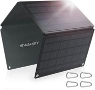 🔋 swarey 30w portable solar panel charger - waterproof ip67, foldable solar charger with quick charge 3.0 usb-a/usb for phone, tablet, camera, powerbank - monocrystalline etfe laminated logo