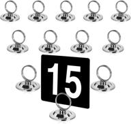 enhance your dining experience: new star foodservice 23398 ring-clip table number holder set of 12, 1.5-inch - perfect for place cards, menus & more! logo