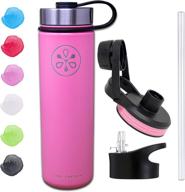 cool canteen insulated water bottle: stainless steel vacuum flask with wide mouth, multiple sizes and colors, includes three lids and straw lid logo