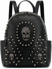 img 4 attached to 👜 Studded Skull Shoulder Bag for Women - Vegan Leather Rivet Punk Rock Style, Scarleton Bag H1417