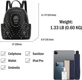 img 2 attached to 👜 Studded Skull Shoulder Bag for Women - Vegan Leather Rivet Punk Rock Style, Scarleton Bag H1417