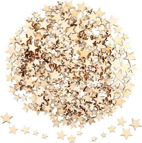 img 4 attached to 400pcs Assorted Mini Wooden Star Slices for Christmas Wedding Party Crafts - Table Scatter Decoration and DIY Embellishments