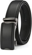 👔 men's leather ratchet belts: adjustable, automatic & elegant accessories logo