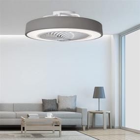 img 4 attached to PASUTO Round Gray Ceiling Fan Light with Remote Control - Invisible Blade Dimmable Chandelier, Ideal for Bedroom, Living Room, and Kitchen – Enhanced SEO