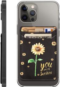 img 2 attached to 🌻 2 Pack of Sunflowers 3M Adhesive Phone Wallet with Credit Card Holder, Stick On Cell Phone Wallet for Android Phone Case