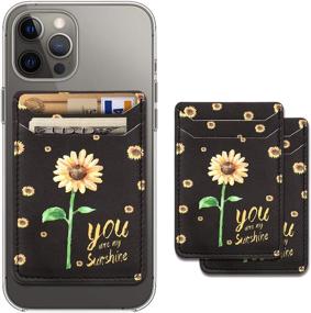 img 4 attached to 🌻 2 Pack of Sunflowers 3M Adhesive Phone Wallet with Credit Card Holder, Stick On Cell Phone Wallet for Android Phone Case