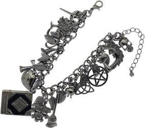 img 1 attached to 🐾 Мифический волшебный браслет с кельтской кошкой, крестом, лицом луны и листьями акцентами от RechicGu