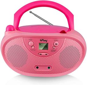 img 4 attached to 🎵 GC04 Portable CD Player Boombox with AM FM Stereo Radio LCD Display, Aux-Port Supported AC or Battery Powered - Pastel Pink