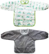 👶 sincere waterproof long sleeve shirt bibs overall baby robe with pocket (6 months-5 years) pack of 2 логотип