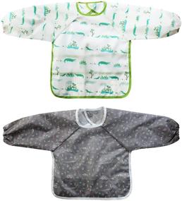 img 4 attached to 👶 SINCERE Waterproof Long Sleeve Shirt Bibs Overall Baby Robe With Pocket (6 Months-5 Years) Pack of 2