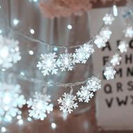 украсьте свою рождественскую вечеринку снежинками на световой гирлянде длиной 19,6 фута: 40 светодиодных феерических огней на батареях, водонепроницаемые и идеально подходят для украшения рождественской атмосферы в помещении и на улице. логотип