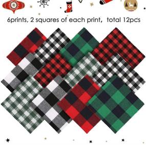 img 1 attached to Caydo 12-Piece Christmas Ornament Kit: Includes 4-inch 🎄 Embroidery Hoops and Plaid Fabric Christmas Squares for Festive Decorations